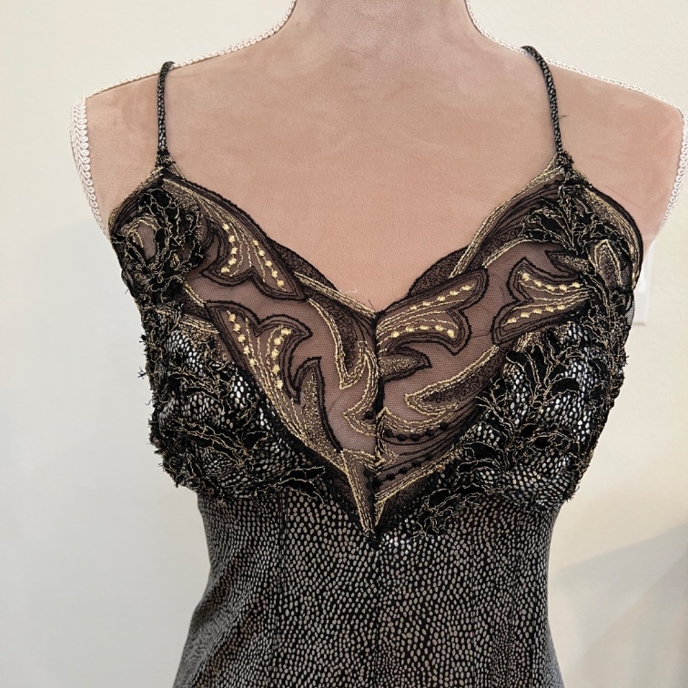 Vintage 1980's Bob Mackie black and pewter dot nightgown- Size Small - Picture 2 of 4